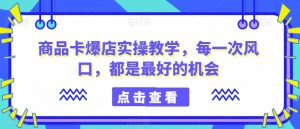 商品卡爆店实操教学，每一次风口，都是最好的机会-最全资源库