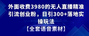 外面收费3980的无人直播精准引流创业粉,日引300+落地实操玩法【全套语音素材】【揭秘】-最全资源库