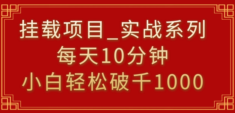 挂载项目,小白轻松破1000,每天10分钟,实战系列保姆级教程【揭秘】-最全资源库