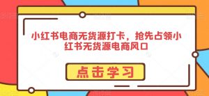 小红书电商无货源打卡,抢先占领小红书无货源电商风口-最全资源库