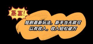短剧最新玩法,新手当天就可以有收入,收入轻松破万【揭秘】-最全资源库