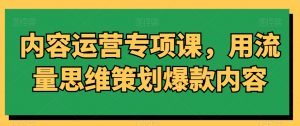 内容运营专项课,用流量思维策划爆款内容-最全资源库