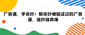 广告语，学会抄！教你抄被验证过的广告语，谁抄谁卖爆-最全资源库