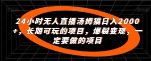 24小时无人直播汤姆猫日入2000+，长期可玩的项目，爆裂变现，一定要做的项目【揭秘】-最全资源库