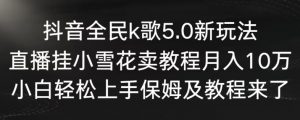 抖音全民k歌5.0新玩法，直播挂小雪花卖教程月入10万，小白轻松上手，保姆及教程来了【揭秘】-最全资源库