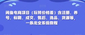 闲鱼电商项目(玩转价格差)含注册、养号、标题、成交、售后、选品、货源等,一条龙全系统教程-最全资源库