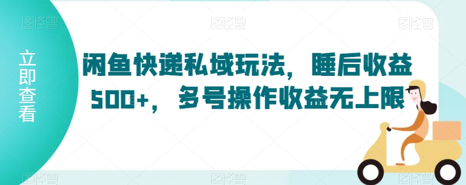 闲鱼快递私域玩法,睡后收益500+,多号操作收益无上限【揭秘】-最全资源库