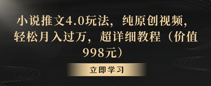 小说推文4.0玩法，纯原创视频，轻松月入过万，超详细教程（价值998元）【揭秘】-最全资源库
