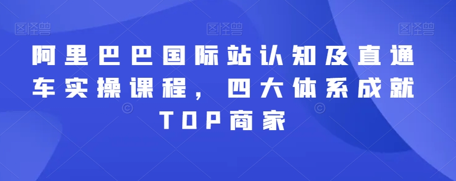 阿里巴巴国际站认知及直通车实操课程,四大体系成就TOP商家-最全资源库
