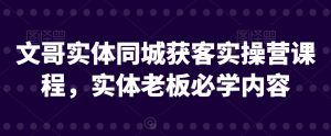文哥实体同城获客实操营课程，实体老板必学内容-最全资源库