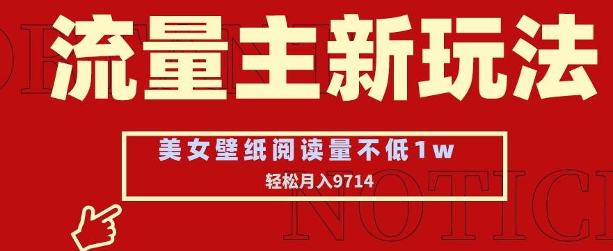 流量主新玩法，美女壁纸和头像，阅读量不低于1w，月入9741【揭秘】-最全资源库