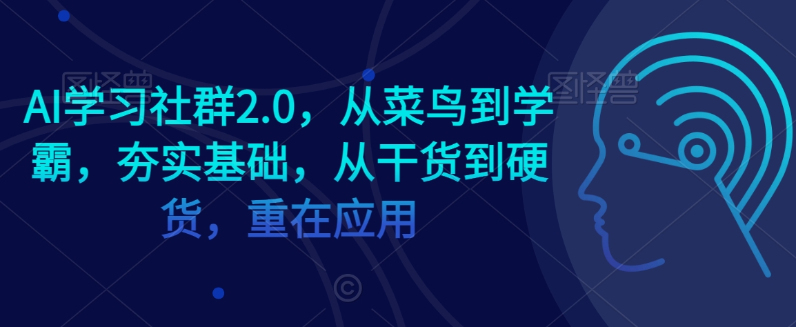 AI学习社群2.0，从菜鸟到学霸，夯实基础，从干货到硬货，重在应用-最全资源库