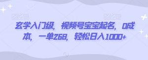 玄学入门级,视频号宝宝起名,0成本,一单268,轻松日入1000+【揭秘】-最全资源库