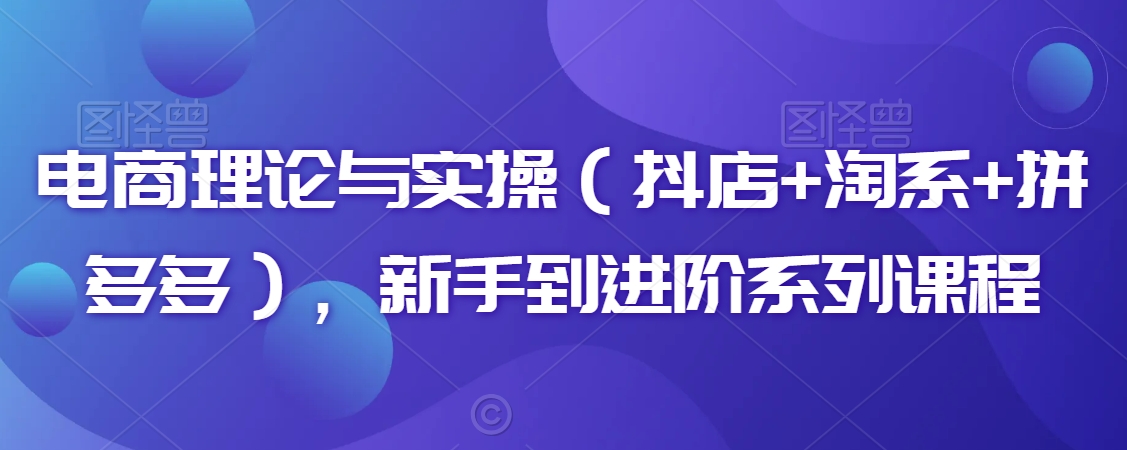 电商理论与实操（抖店+淘系+拼多多），新手到进阶系列课程-最全资源库