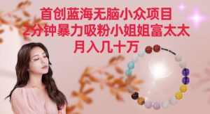 首创蓝海无脑小众项目，2分钟暴力吸粉小姐姐富太太，月入几十万【揭秘】-最全资源库