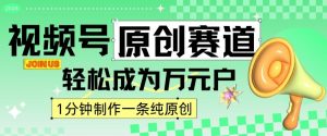 2024视频号最新原创赛道，1分钟一条原创作品，日入4位数轻轻松松-最全资源库