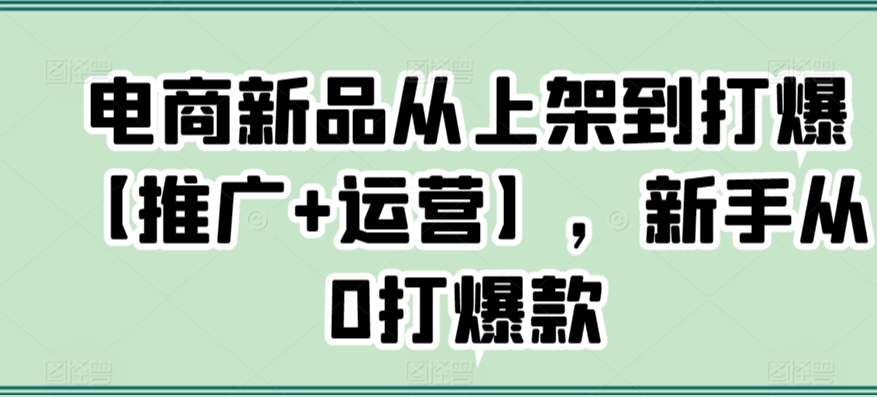电商新品从上架到打爆【推广+运营】,新手从0打爆款-最全资源库