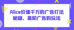 Alice价值千万的广告打法秘籍，高阶广告的玩法-最全资源库