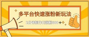 多平台快速涨粉最新玩法，2分钟制作，日涨粉800+【揭秘】-最全资源库