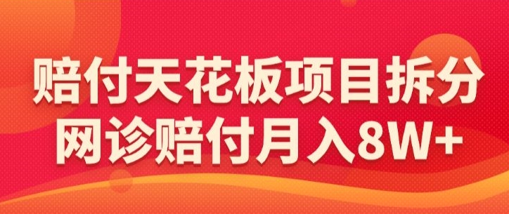 赔付天花板项目拆分,网诊赔付月入8W+-【仅揭秘】-最全资源库