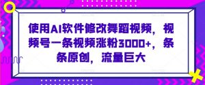 使用AI软件修改舞蹈视频，视频号一条视频涨粉3000+，条条原创，流量巨大【揭秘】-最全资源库