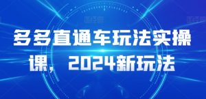 多多直通车玩法实操课，2024新玩法-最全资源库