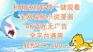 利用这款软件一键观看全网视频小说漫画，4K蓝光无广告，全平台通用，轻松日入500＋【揭秘】-最全资源库