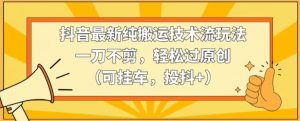 抖音最新纯搬运技术流玩法，一刀不剪，轻松过原创（可挂车，投抖+）【揭秘】-最全资源库