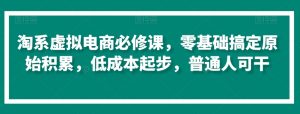 淘系虚拟电商必修课,零基础搞定原始积累,低成本起步,普通人可干-最全资源库