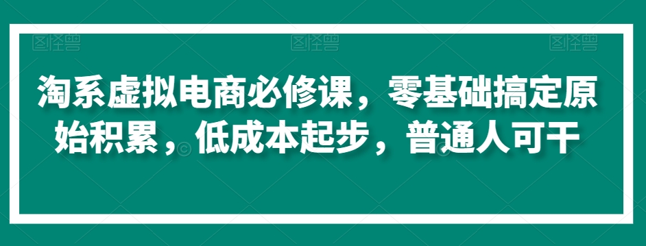 淘系虚拟电商必修课,零基础搞定原始积累,低成本起步,普通人可干-最全资源库