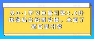 从0-1学习巨量引擎2.0升级版后台设置实操，全面了解巨量引擎-最全资源库