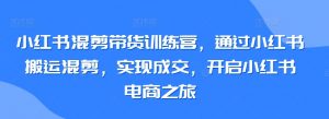 小红书混剪带货训练营，通过小红书搬运混剪，实现成交，开启小红书电商之旅-最全资源库