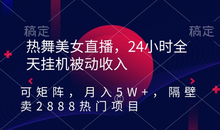 热舞美女直播，24小时全天挂机被动收入，可矩阵，月入5W+，隔壁卖2888热门项目【揭秘】-最全资源库