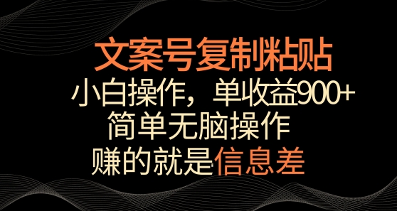 文案号掘金,简单复制粘贴,小白操作,单作品收益900+【揭秘】-最全资源库