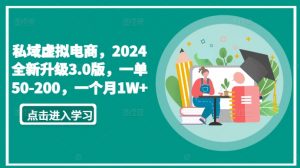 私域虚拟电商，2024全新升级3.0版，一单50-200，一个月1W+【揭秘】-最全资源库
