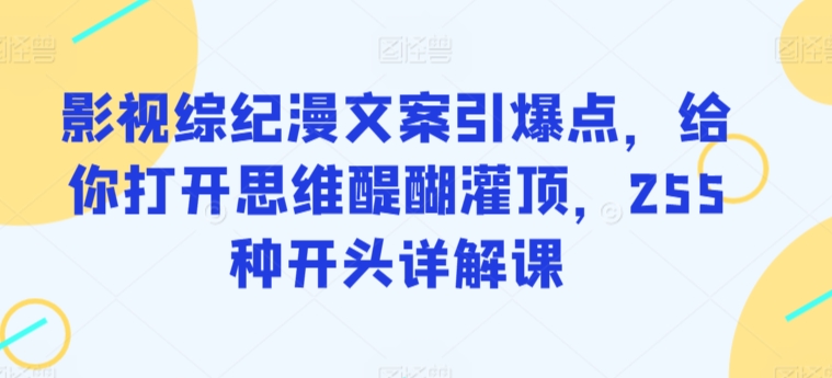 影视综纪漫文案引爆点，给你打开思维醍醐灌顶，255种开头详解课-最全资源库