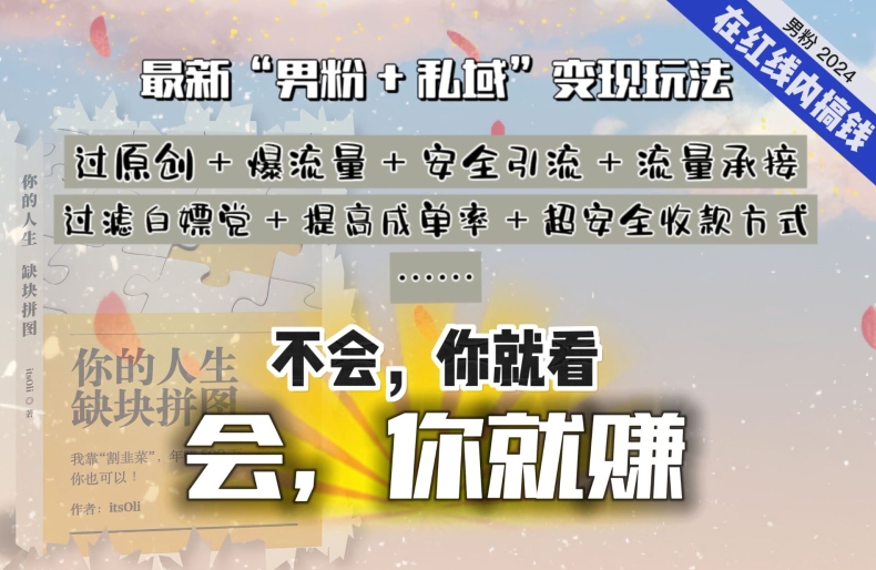 2024，“男粉+私域”还是最耐造、最赚、最轻松、最愉快的变现方式【揭秘】-最全资源库