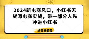 2024新电商风口，小红书无货源电商实战，带一部分人先冲进小红书-最全资源库