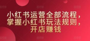 小红书运营全部流程,掌握小红书玩法规则,开店赚钱-最全资源库
