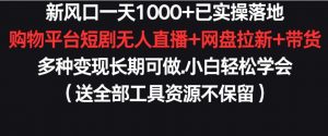 新风口一天1000+已实操落地购物平台短剧无人直播+网盘拉新+带货多种变现长期可做【揭秘】-最全资源库