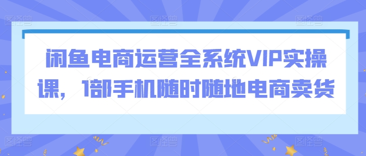 闲鱼电商运营全系统VIP实操课,1部手机随时随地电商卖货-最全资源库