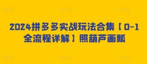 2024拼多多实战玩法合集【0-1全流程详解】照葫芦画瓢-最全资源库
