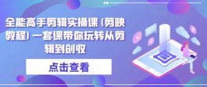 全能高手剪辑实操课(剪映教程)一套课带你玩转从剪辑到创收-最全资源库