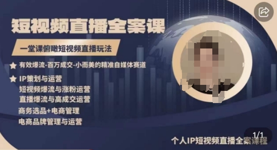 高品质IP短视频直播全案课程,一堂课俯瞰短视频直播玩法-最全资源库