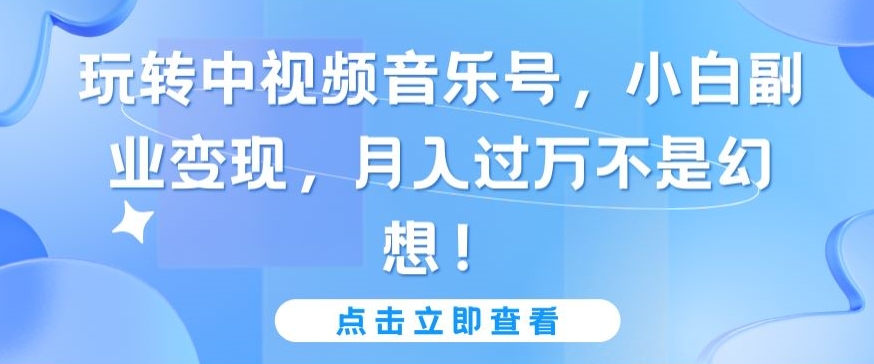 玩转中视频音乐号，小白副业变现，月入过万不是幻想【揭秘】-最全资源库