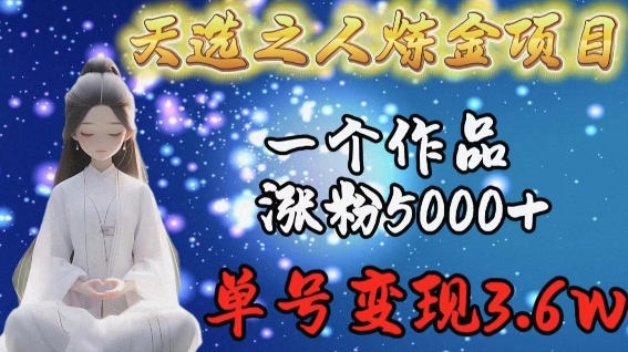 天选之人炼金项目，一个作品涨粉5000+，单号变现3.6w【揭秘】-最全资源库