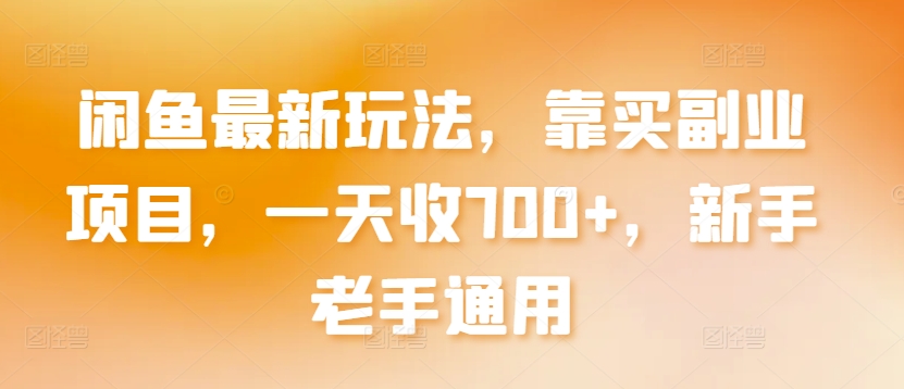 闲鱼最新玩法，靠买副业项目，一天收700+，新手老手通用【揭秘】-最全资源库