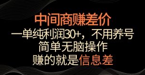 中间商赚差价,一单纯利润30+,简单无脑操作,赚的就是信息差,轻轻松松日入1000+【揭秘】-最全资源库