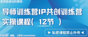 导师训练营3.0IP共创训练营私密实操课程（12节）-卖项目的密码成功秘诀【揭秘】-最全资源库