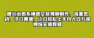 爆火治愈系情感文案视频制作，流量密码，冷门赛道，小白轻松上手月入过万保姆级实操教程【揭秘】-最全资源库